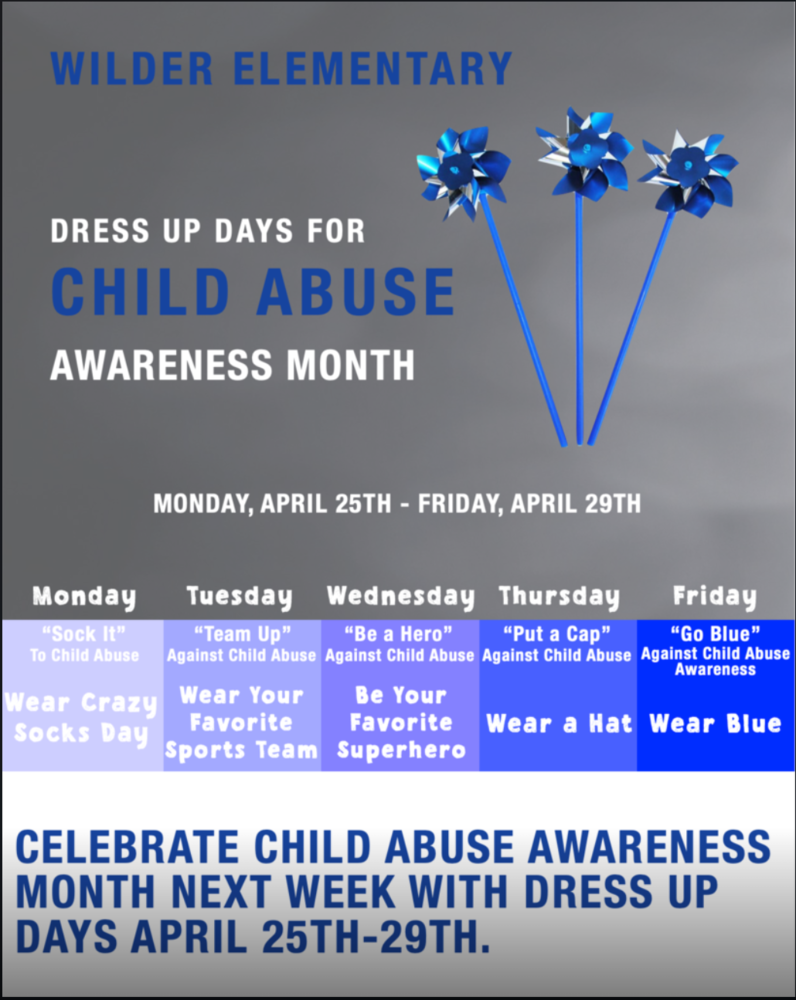 Poster for "Dress up for Child Abuse Awareness Month"
