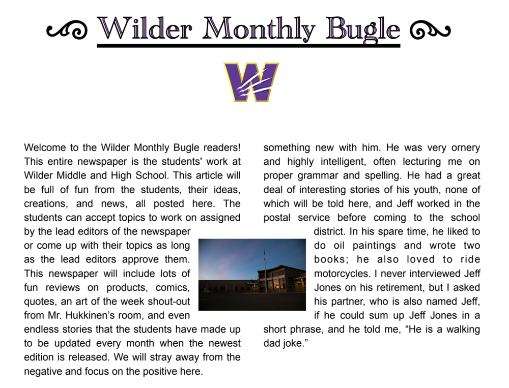 First page of the Wilder Monthly Bugle